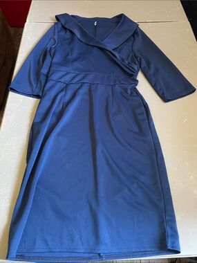 Classic Navy Wrap-Front Womens Dress